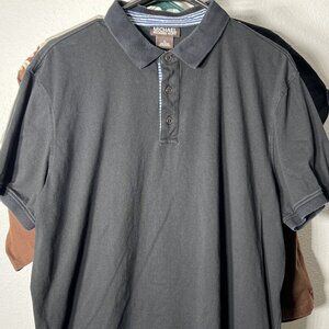 Michael Kors Black w Blue/White Stripe Trim 100% Cotton Short-Sleeve Polo SZ XL